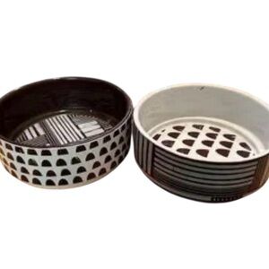 Set of 2 ceramic printed dog bowls